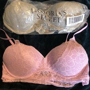 Gray & Pink Victoria’s Secret bralettes, size L